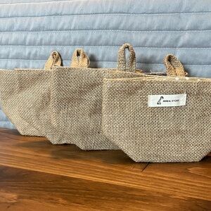Set of 4 Burlap Small Tote Bags